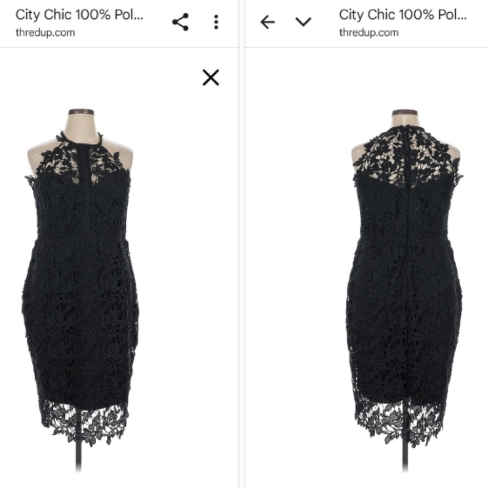 City Chic Black Strapless Lace Dress